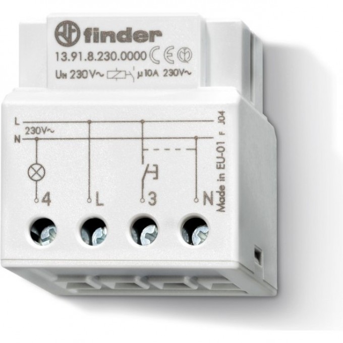 Электронное шаговое реле FINDER 1NO 10A; питание 230В АC; монтаж в коробке; степень защиты IP20 13.91.8.230.0000