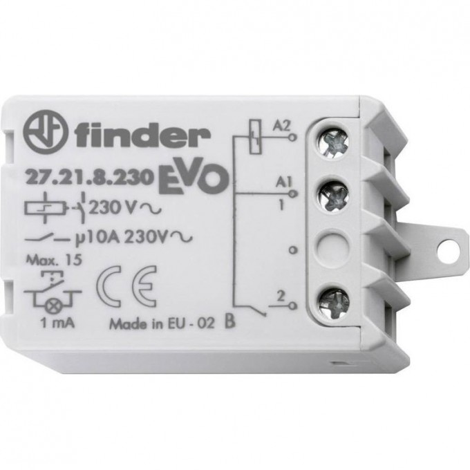 Шаговое электромеханическое реле FINDER EVO; 1NO 10А, 2 состояния; AgNi; 230В АC; монтаж в коробке; фланец; IP20 27.21.8.230.0000